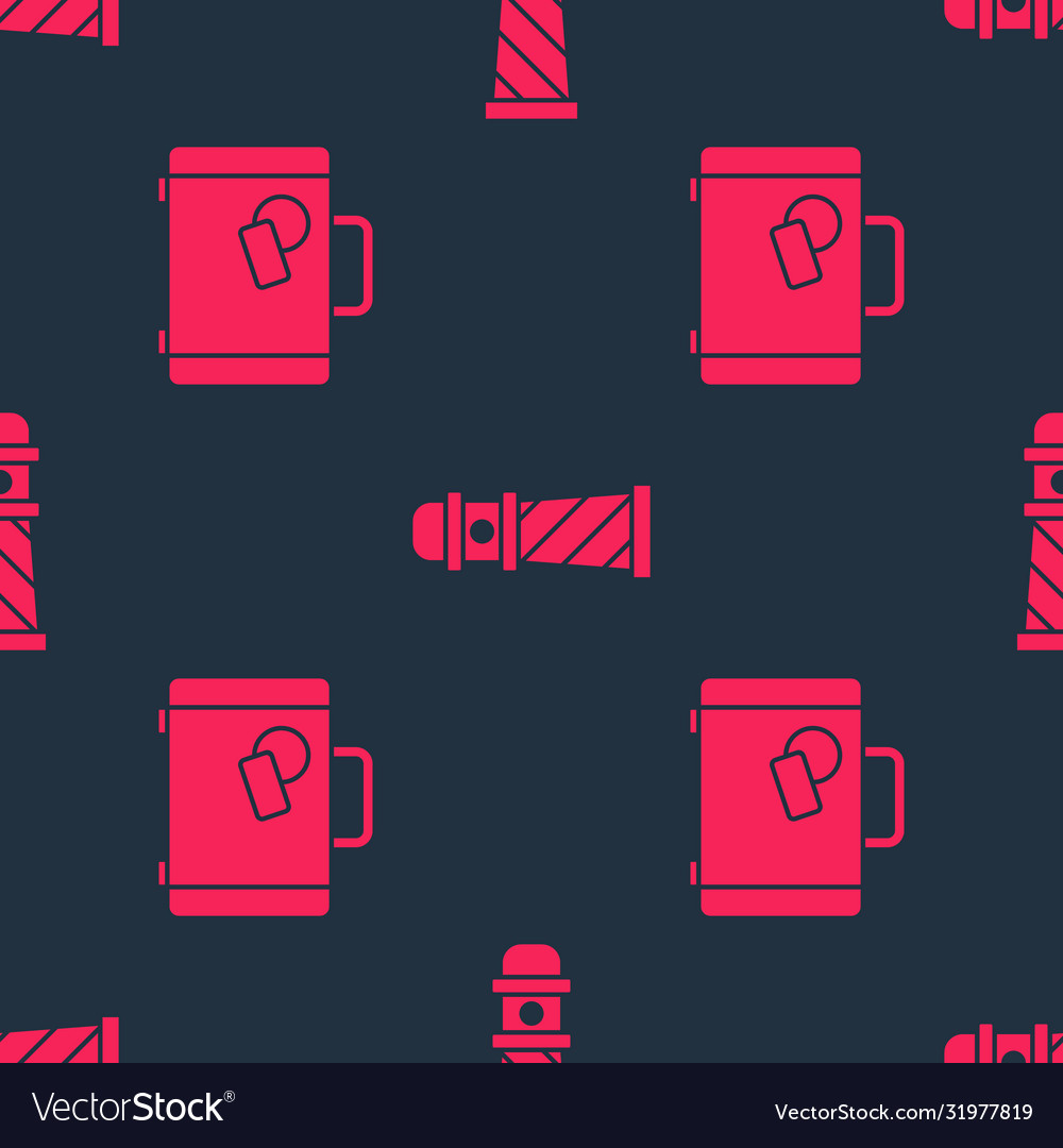 Set suitcase and lighthouse on seamless pattern Vector Image Set suitcase and lighthouse on seamless pattern