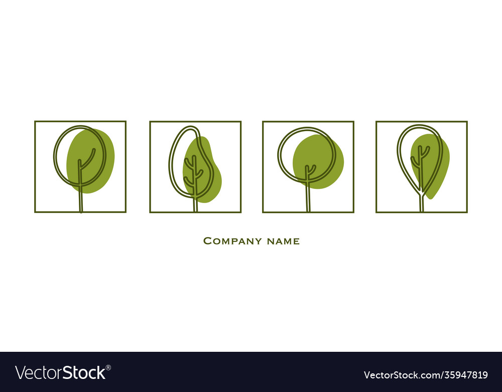 Simple logo a minimal tree in square frame vector image Simple logo a minimal tree in square frame