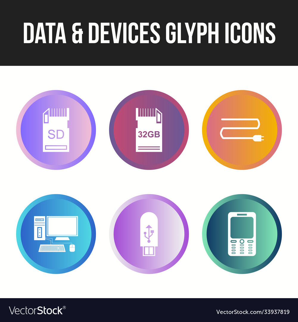 Unique data and devices icon set