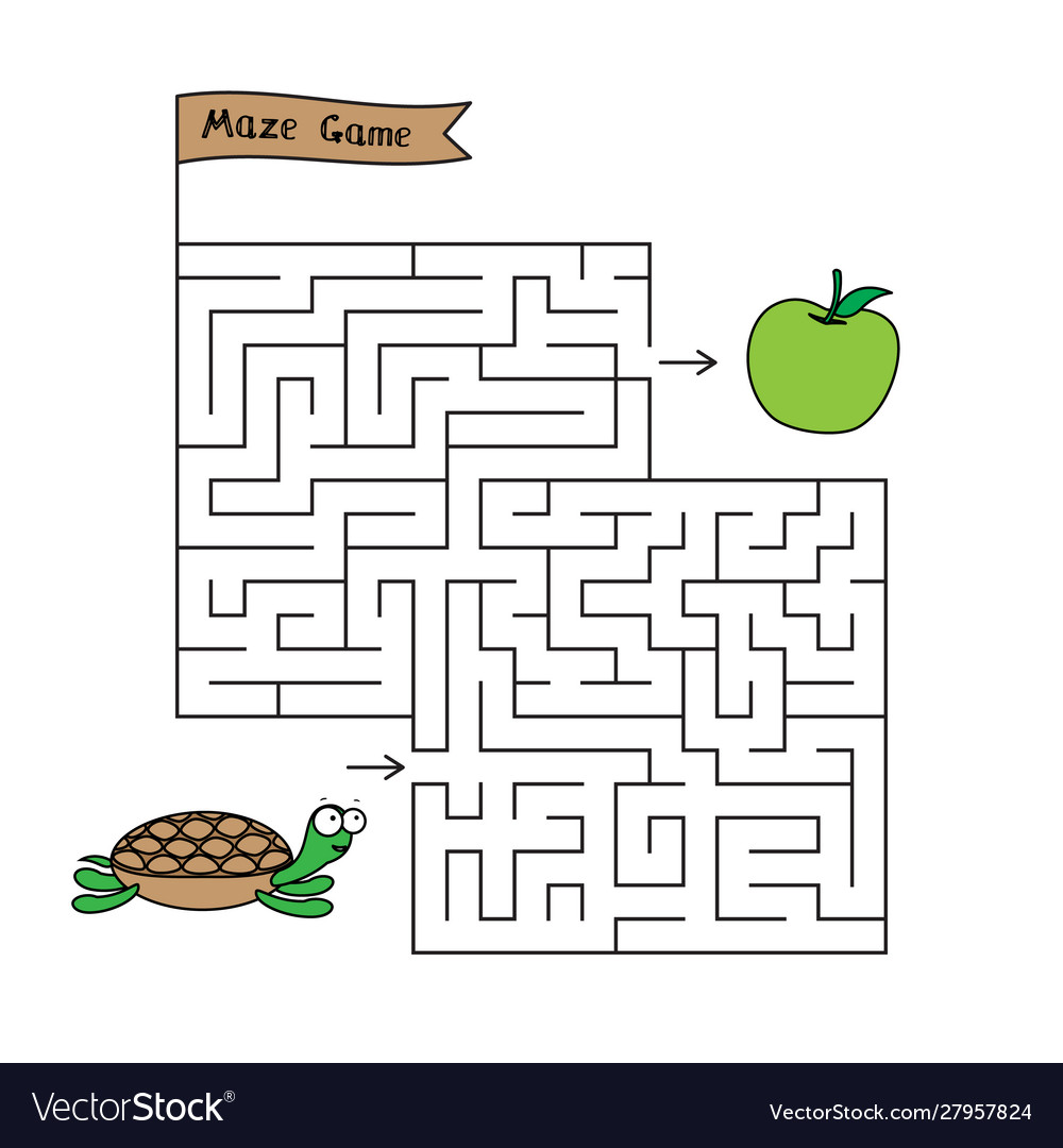 Cartoon turtle maze game Royalty Free Vector Image