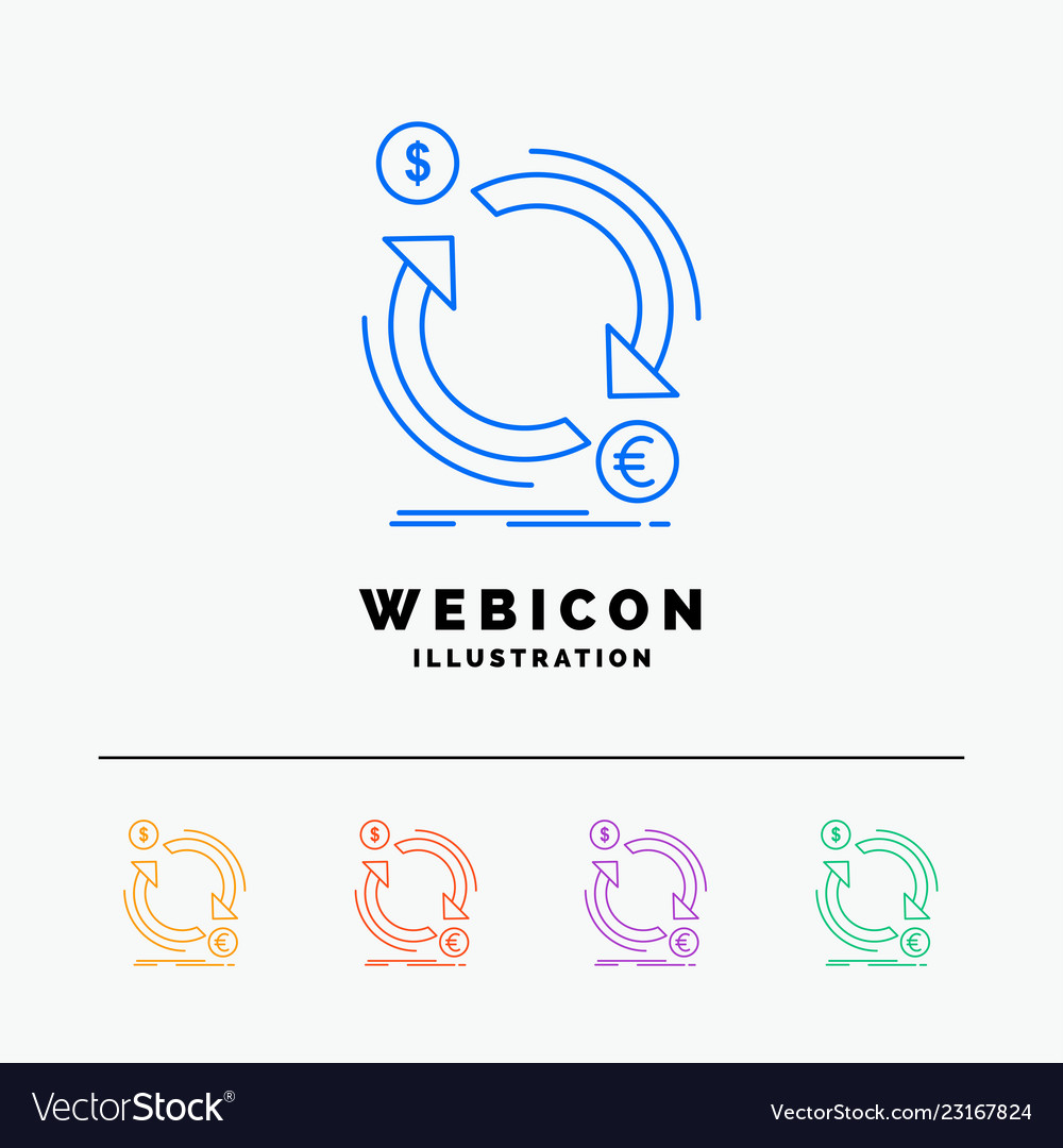 Exchange Currency Finance Money Convert 5 Color Vector Image