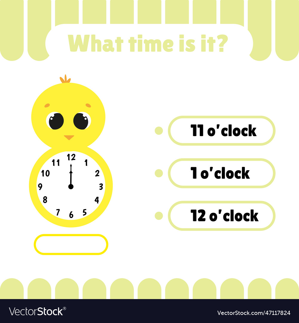 Learning time game on the clock Vector Image Learning time game on the clock
