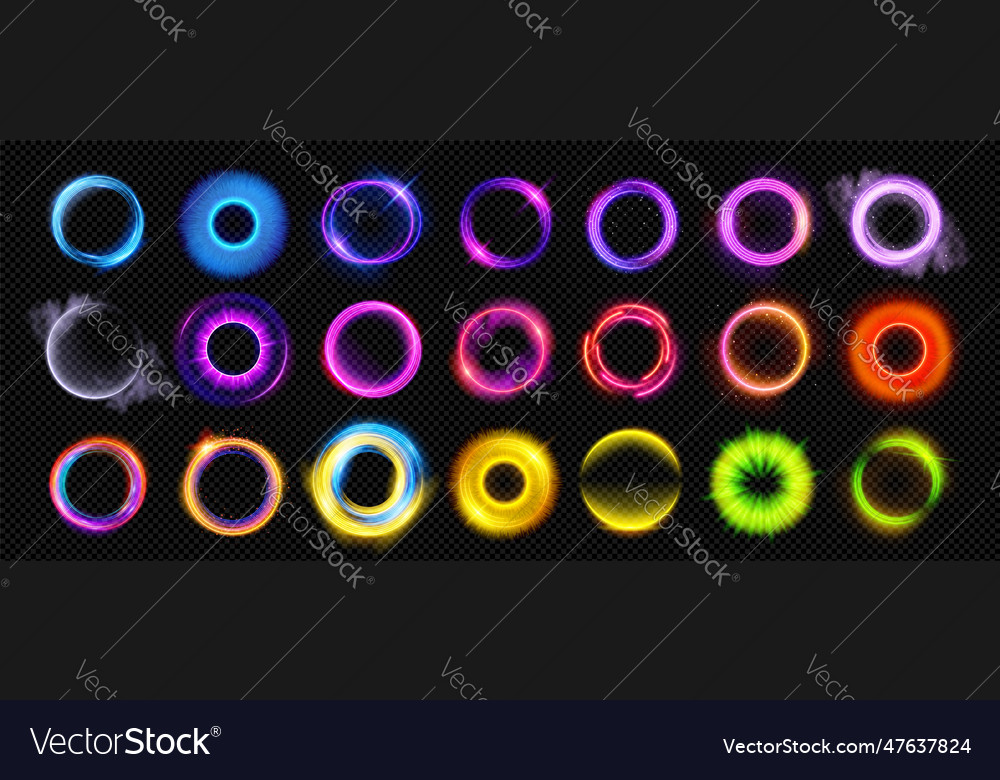 Optical halo flares with neon light effect Vector Image