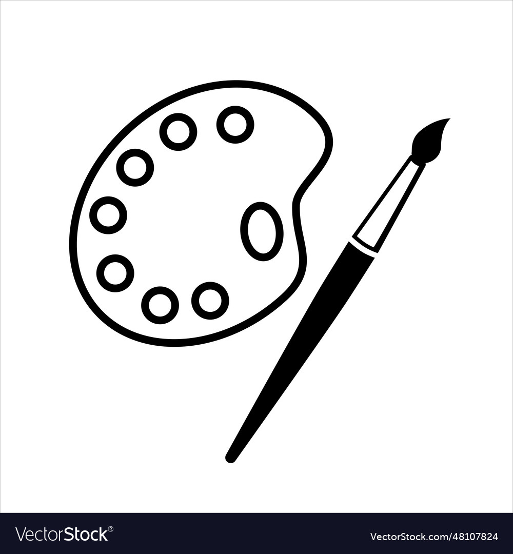 Painter palette and brush for painting Royalty Free Vector