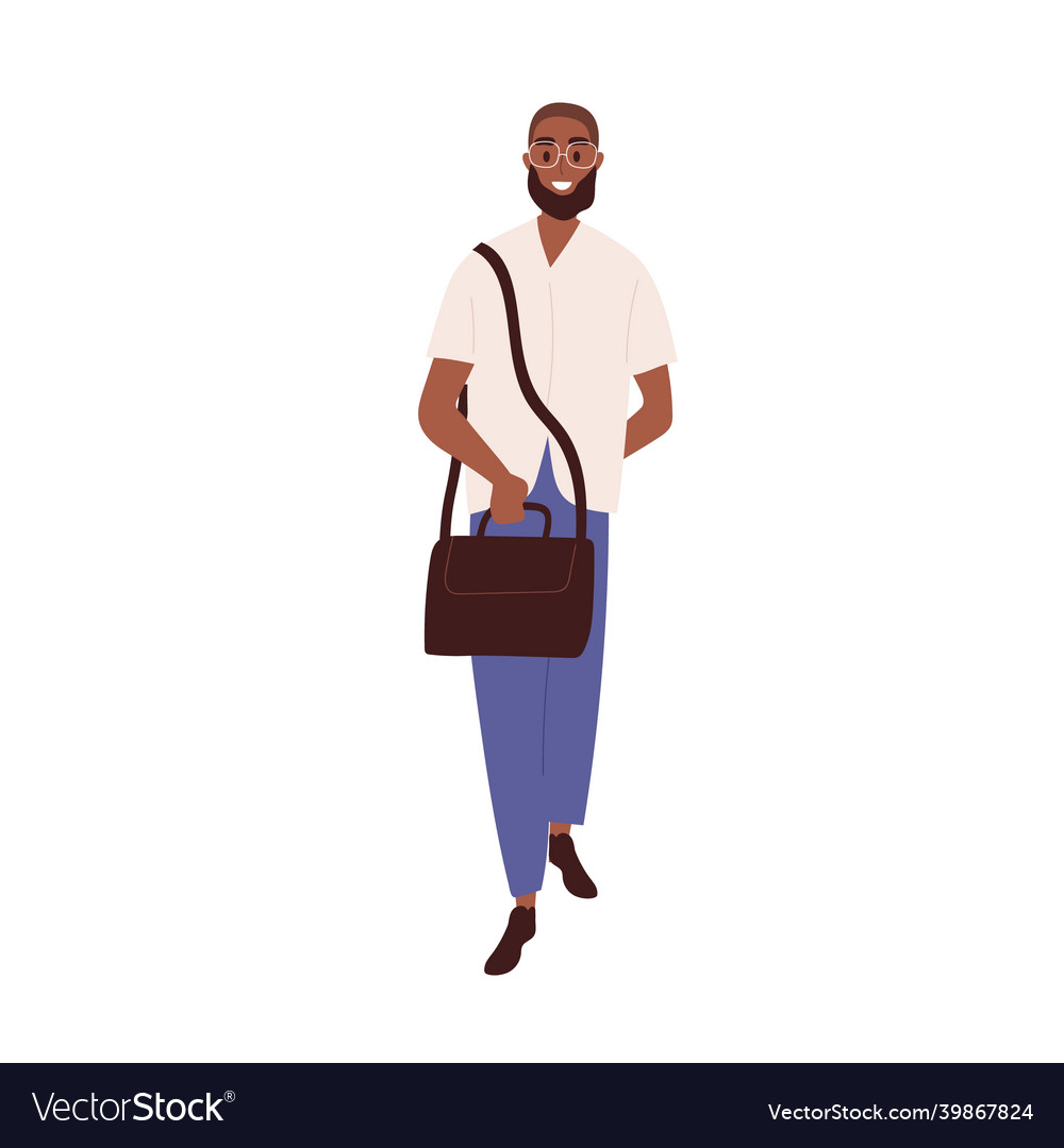 Portrait Of Happy Modern Young Black Man Vector Image