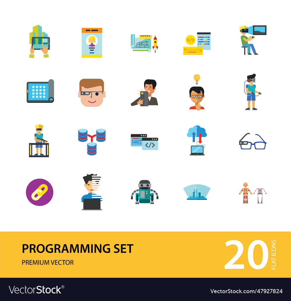 Programming icon set vector image Programming icon set
