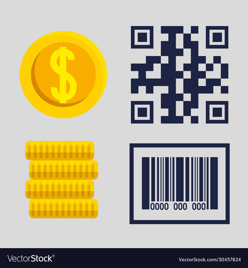 Qr code bar and coins design