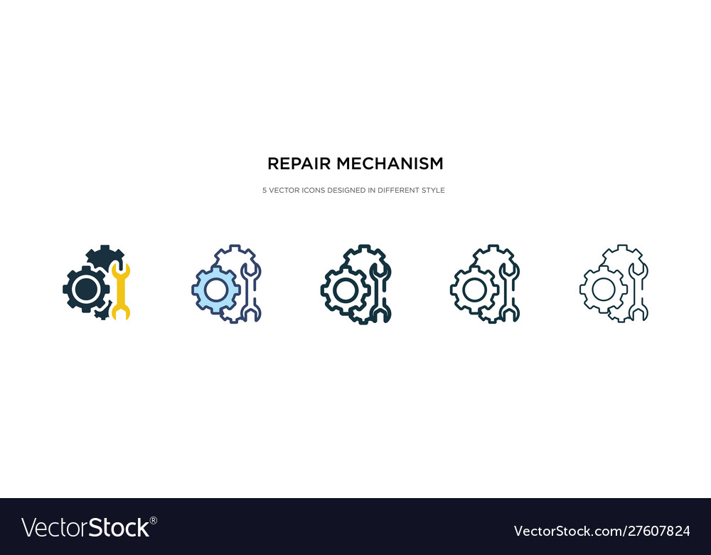 Repair mechanism icon in different style two vector image Repair mechanism icon in different style two