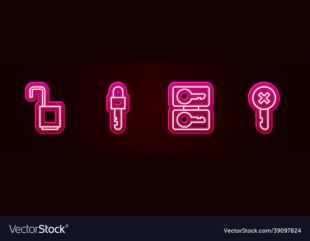 Set line open padlock locked key casting keys vector image Set line open padlock locked key casting keys