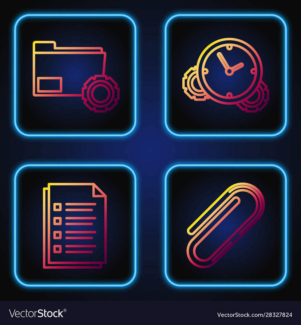 Set line paper clip file document folder vector image Set line paper clip file document folder