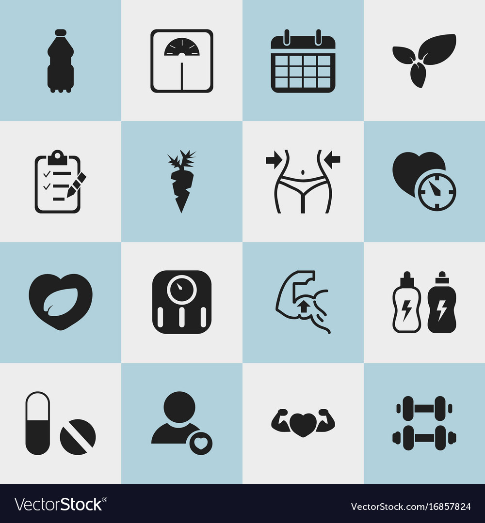 Set of 16 editable exercise icons includes