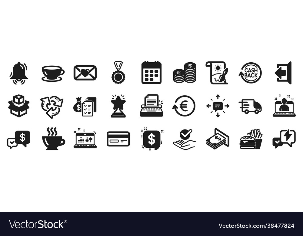 Set simple icons such as typewriter payment vector image Set simple icons such as typewriter payment