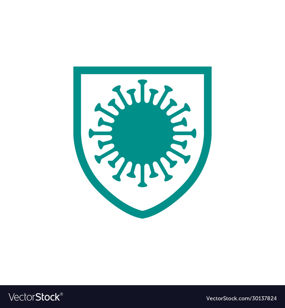 Shield virus corona logo design Royalty Free Vector Image