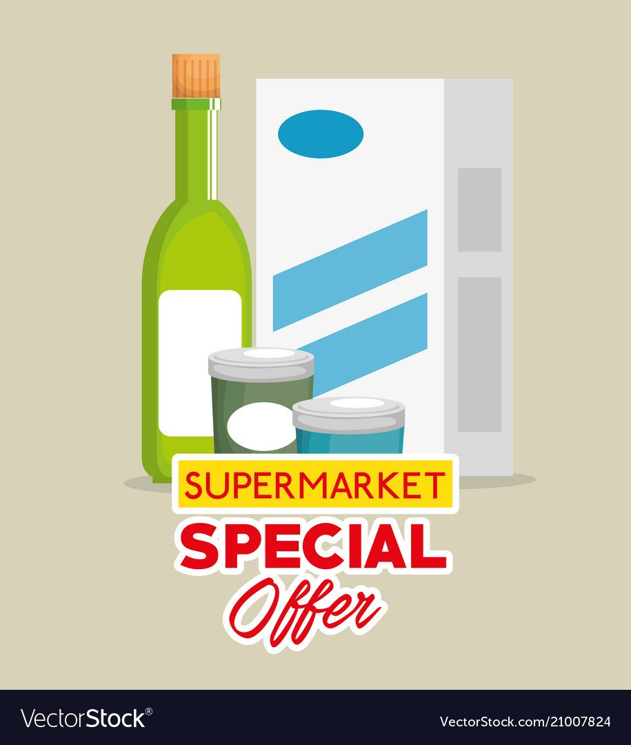 Supermarket set products with special offer