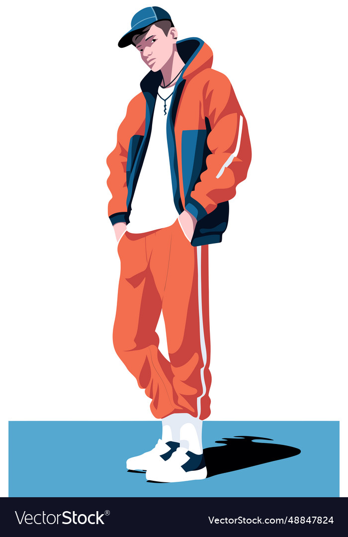 Young man in sportswear full length portrait Vector Image