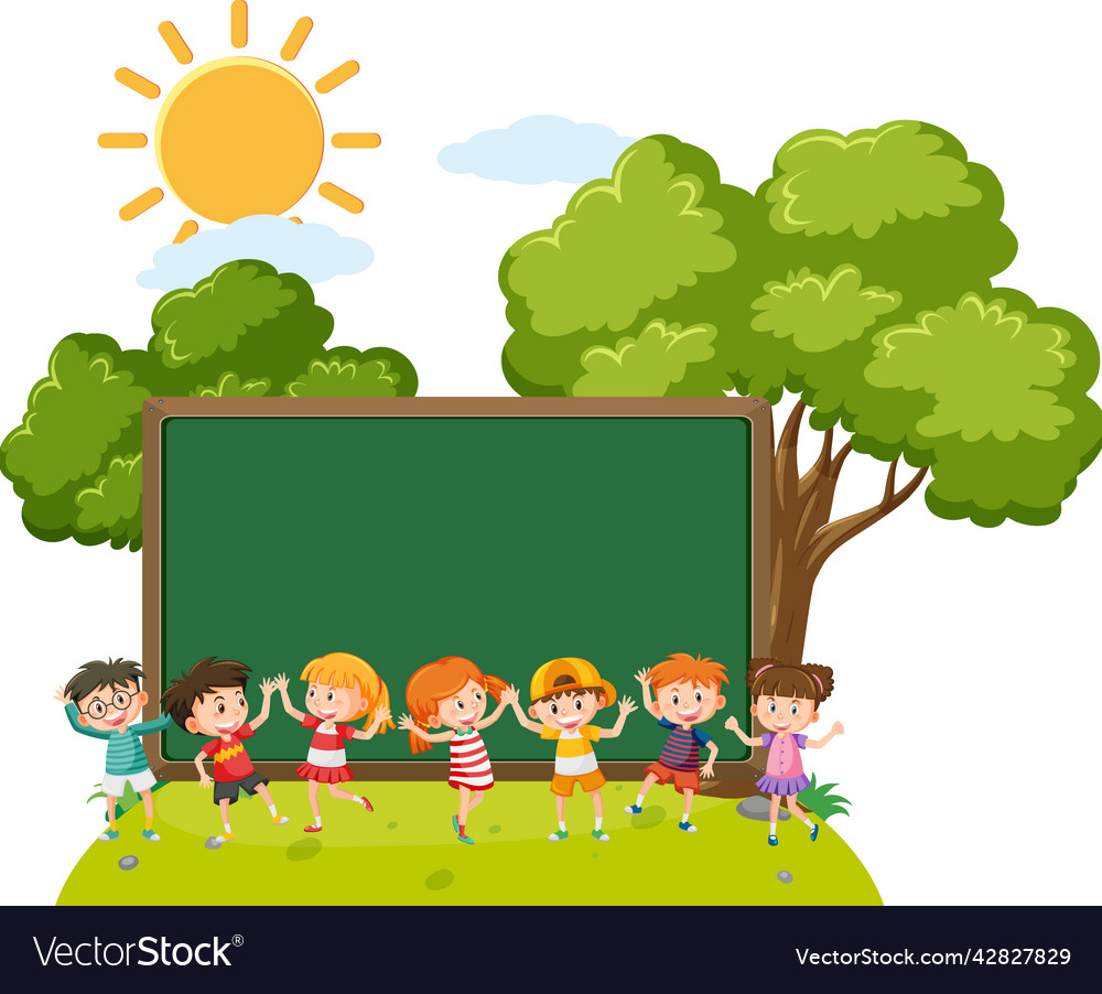 A blank board with children cartoon character