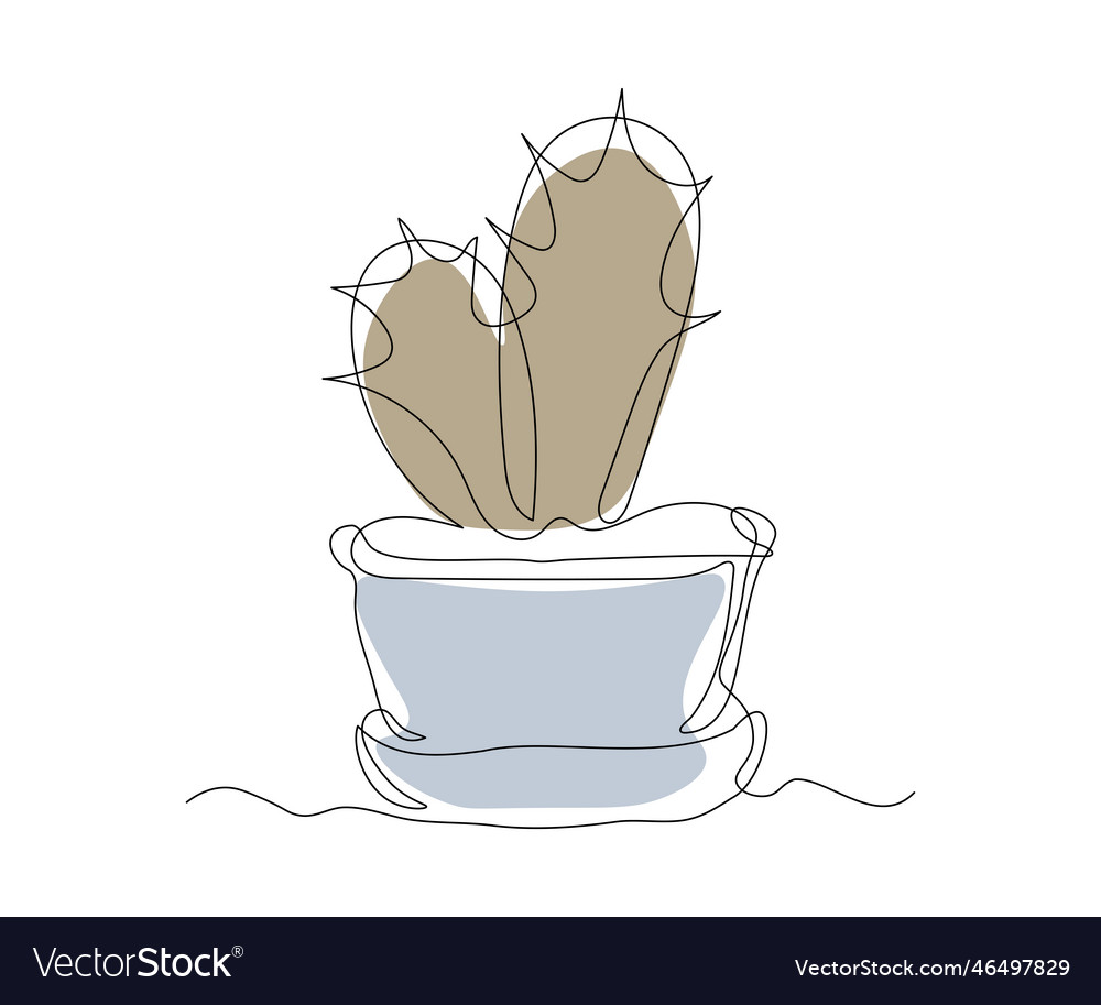 Abstract cactus continuous on line drawing vector image Abstract cactus continuous on line drawing