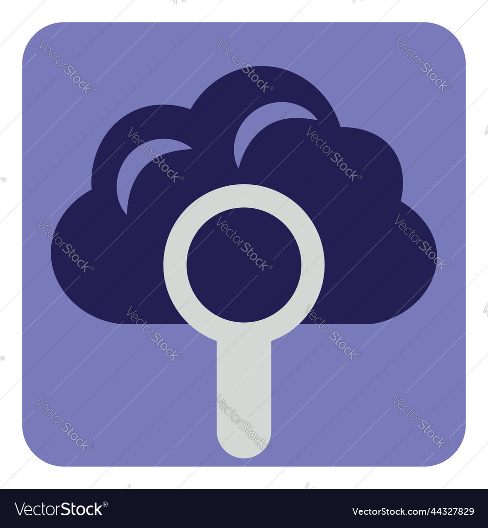 Cloud with magnifier on a white background