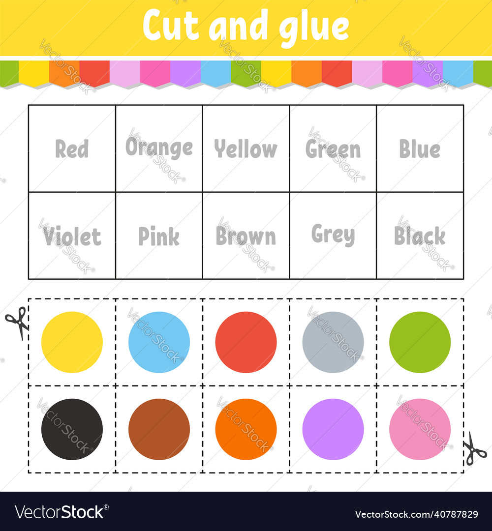 Cut and glue learning color games for preschool Vector Image