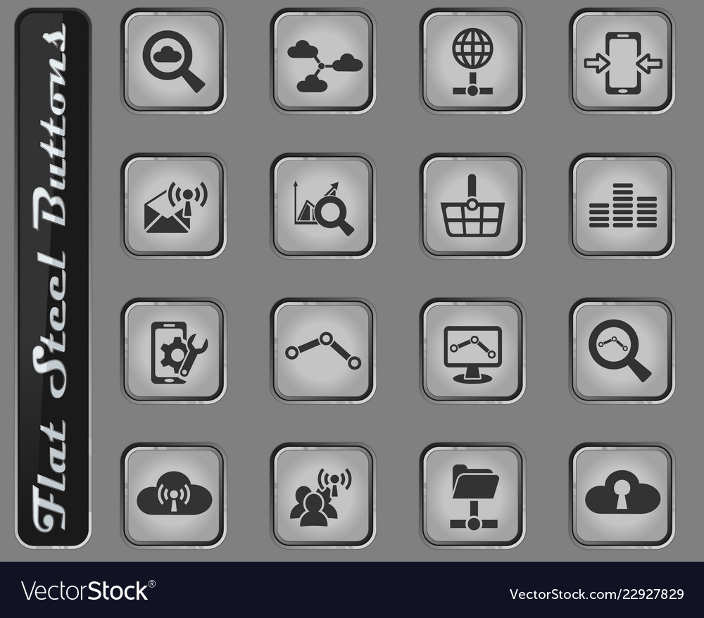 Data analytic and social network icon set vector image Data analytic and social network icon set