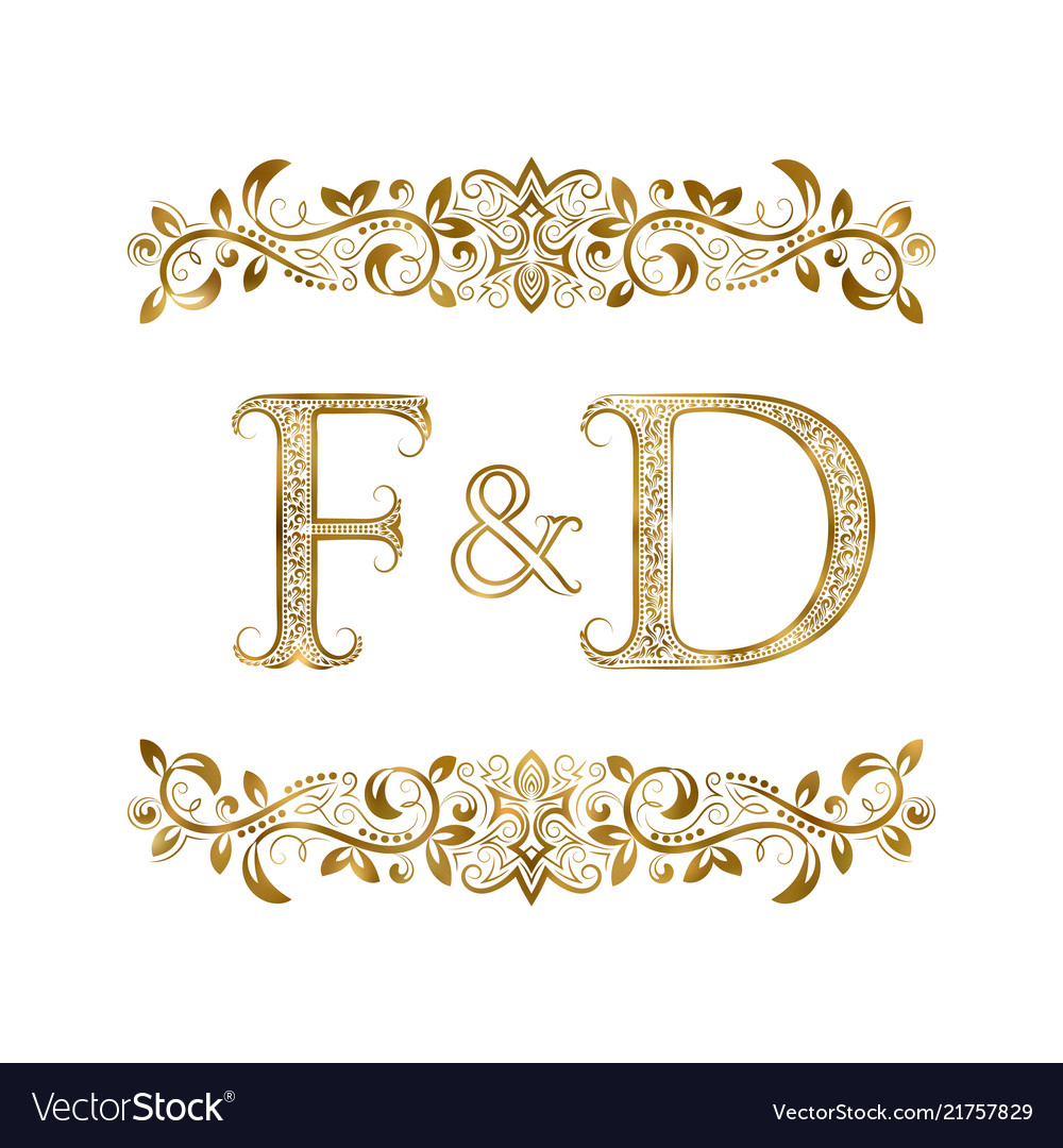 F and d vintage initials logo symbol