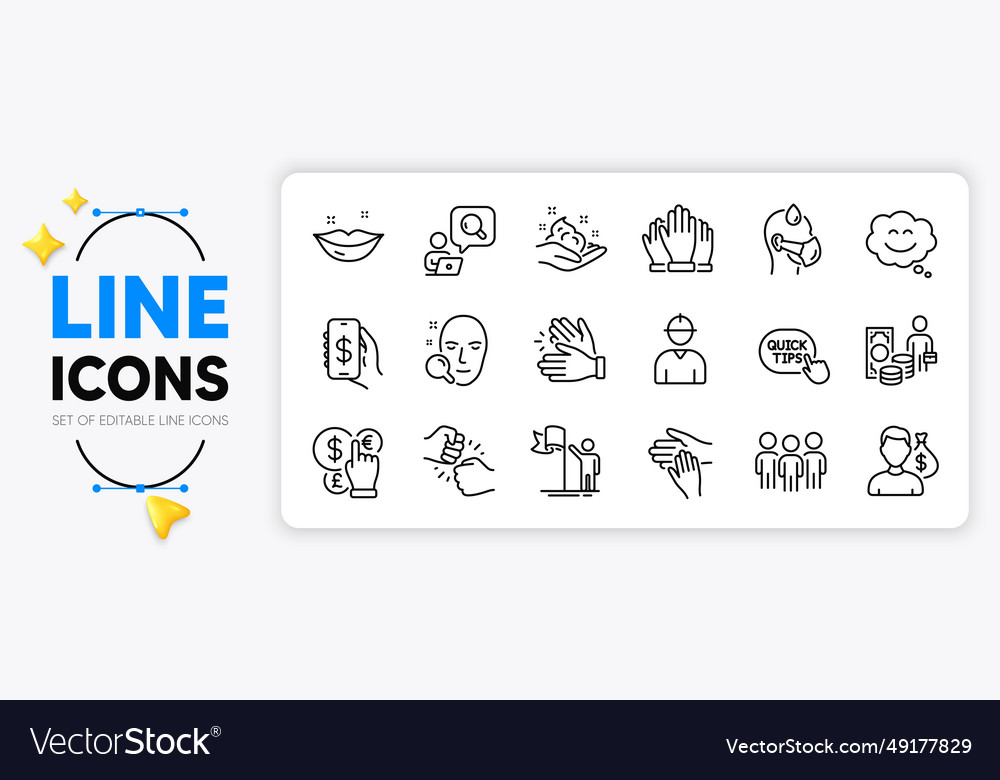 Inspect engineer and sick man line icons for web Vector Image Inspect engineer and sick man line icons for web
