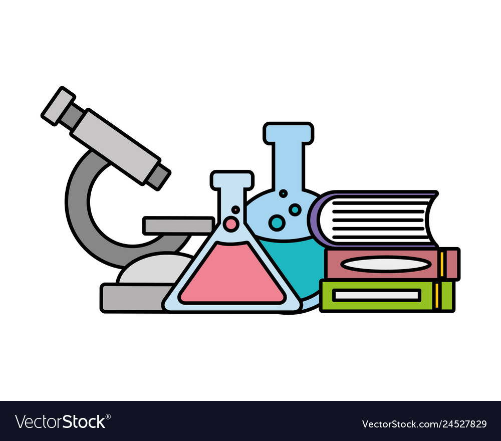 Microscope books flask science