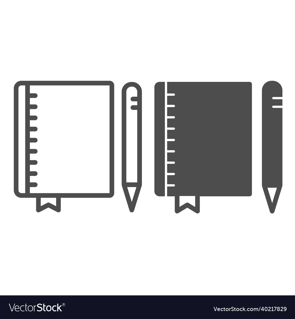 Notebook and pen copybook drawing block notepad vector image Notebook and pen copybook drawing block notepad