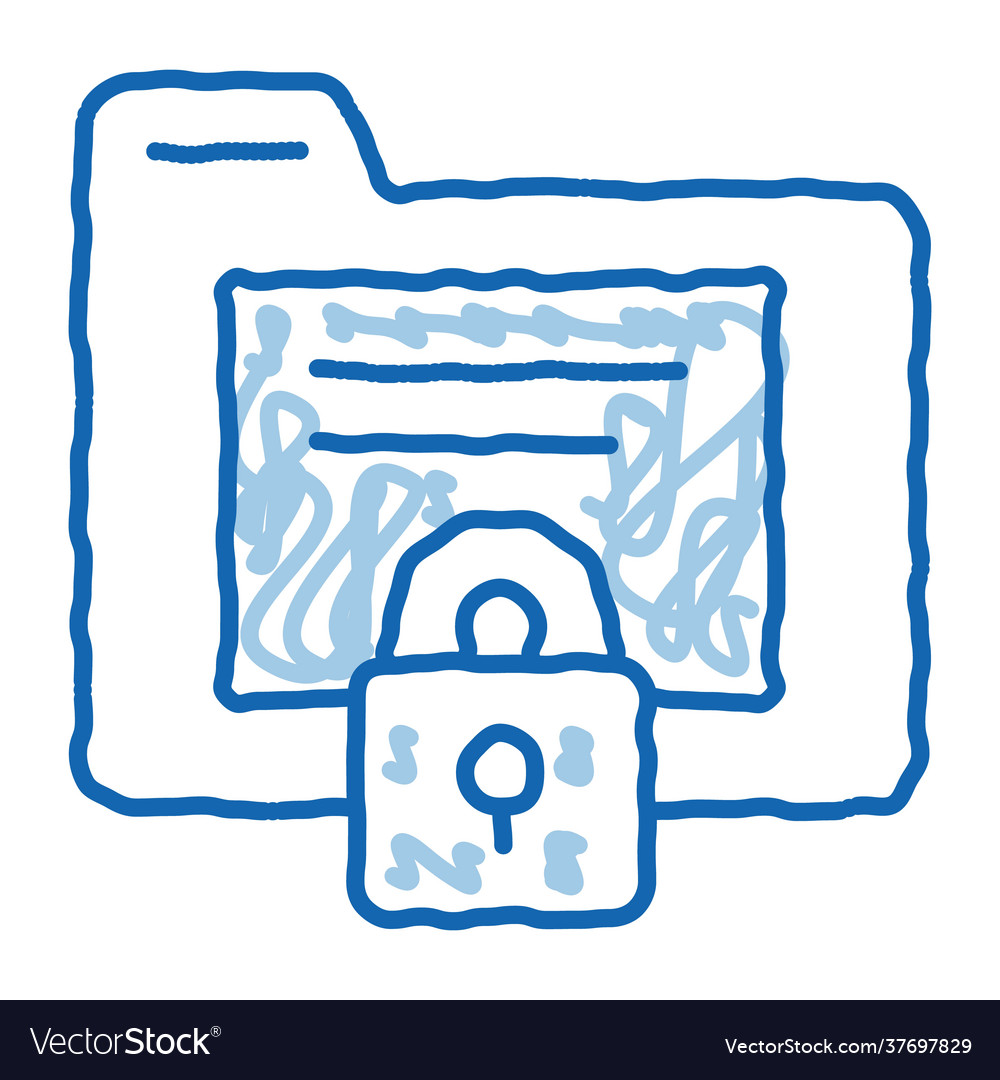 Padlock site coding system doodle icon hand drawn
