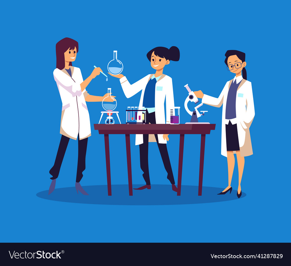 Scientists conduct bioengineering experiments Vector Image Scientists conduct bioengineering experiments