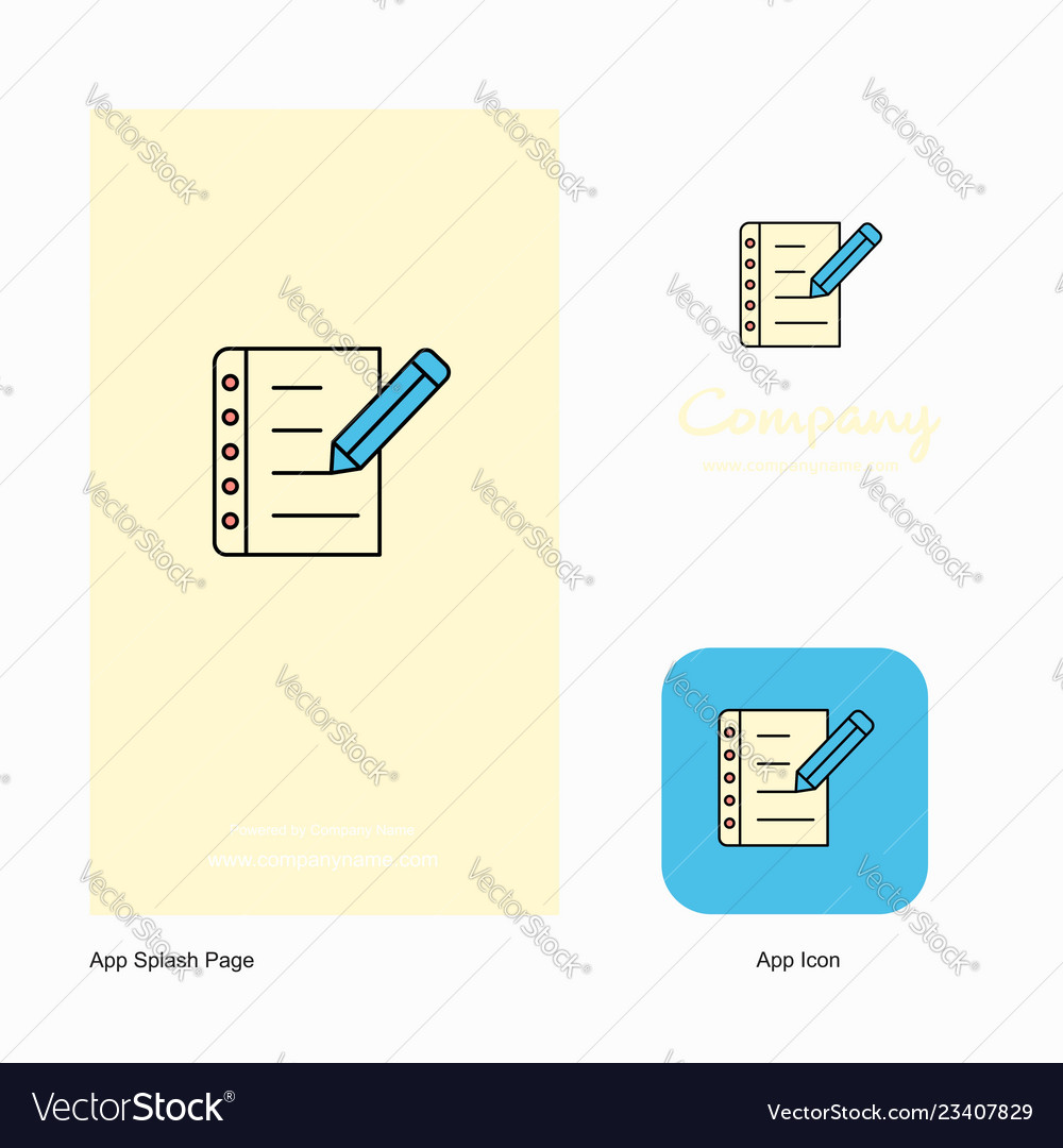 Writing on notes company logo app icon and splash vector image Writing on notes company logo app icon and splash