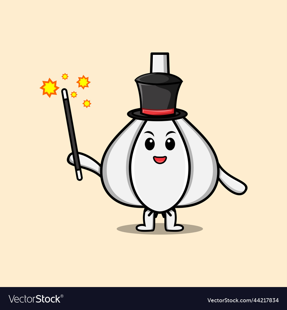 A gorgeous smart cute cartoon magician garlic