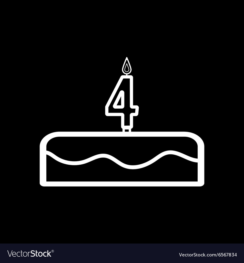 Cake with candles in the form of number 4 icon