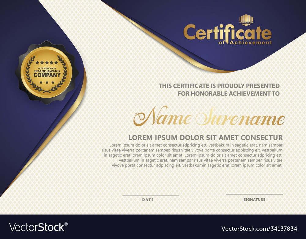 Certificate template with luxury and elegant Vector Image