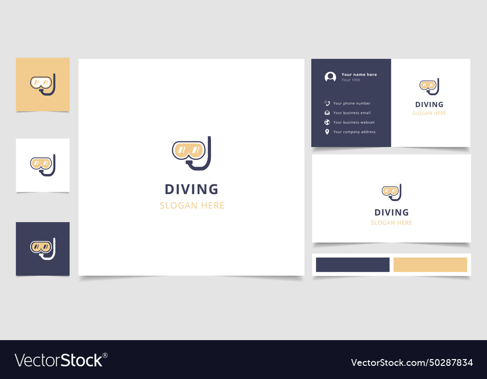 Tauchlogo-Design mit bearbeitbarem Slogan Branding Vector Image Tauchlogo-Design mit bearbeitbarem Slogan Branding