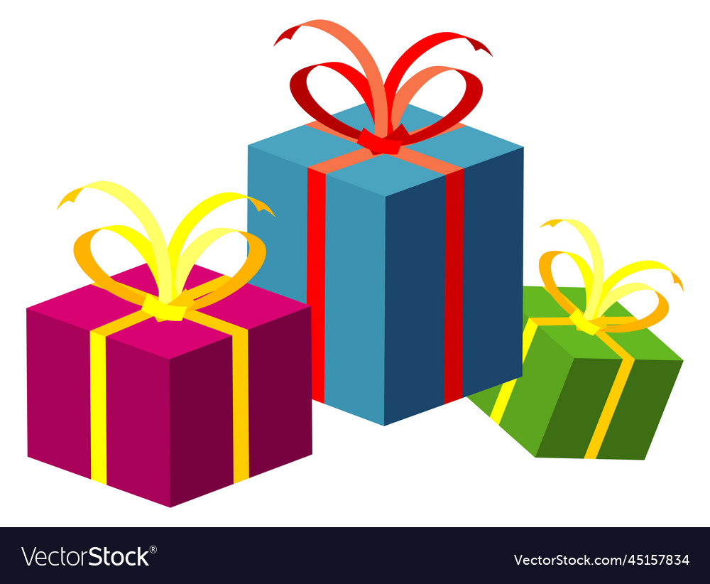 Gift box pile holiday present color icon Vector Image