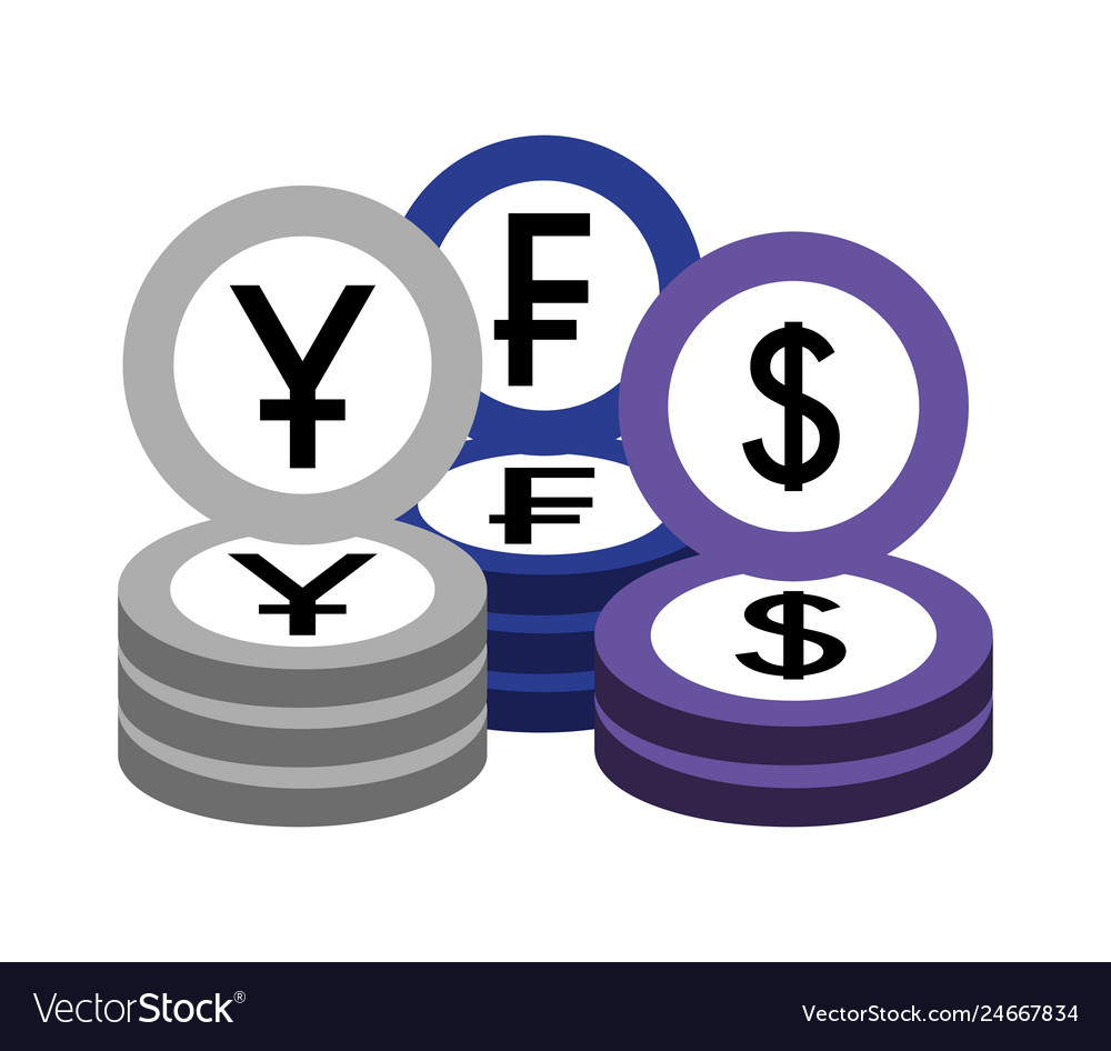 Money Currency Coins Yen Franc And Dollar Vector Image Coins Yen Franc And Dollar Vector Image