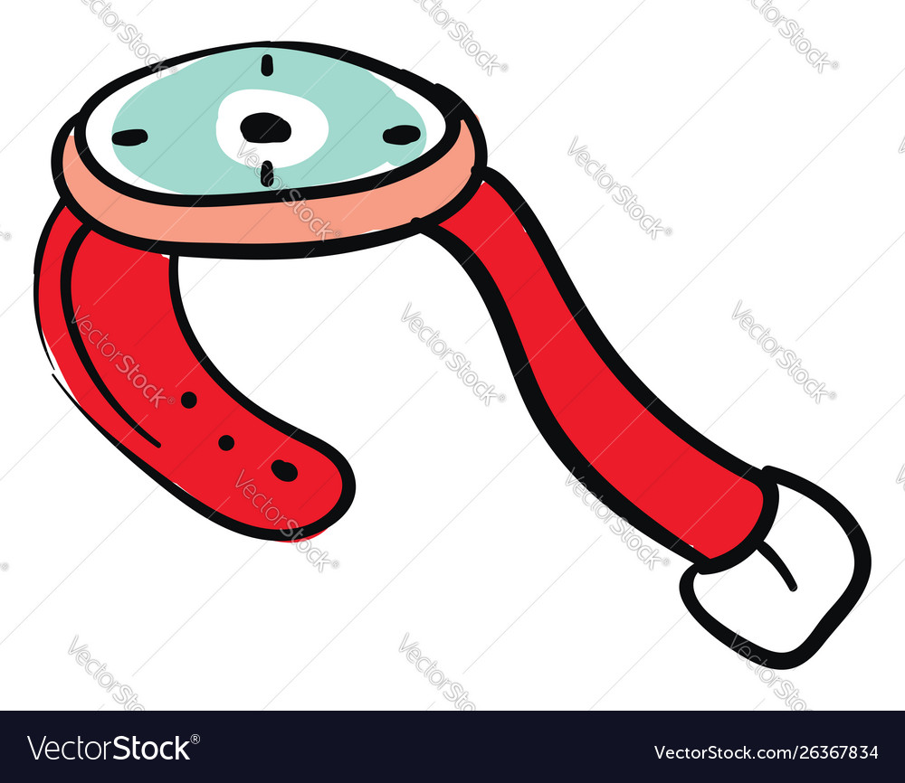 Red wrist watch on white background