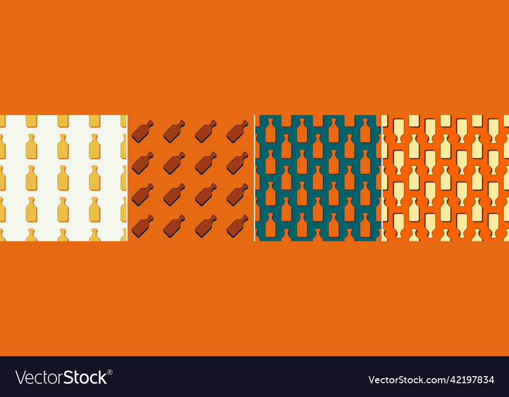 Rum bottles seamless pattern line art style