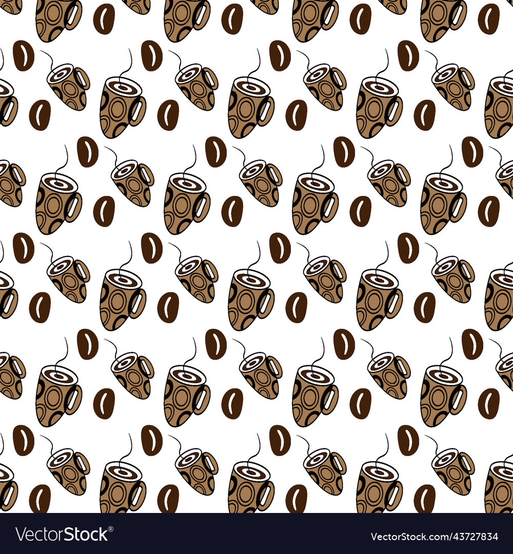 Seamless pattern with coffee beans and abstract vector image Seamless pattern with coffee beans and abstract