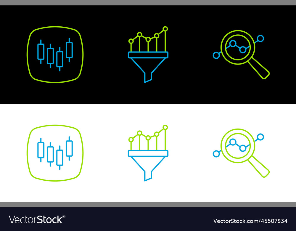 Set line search data analysis browser with stocks vector image Set line search data analysis browser with stocks