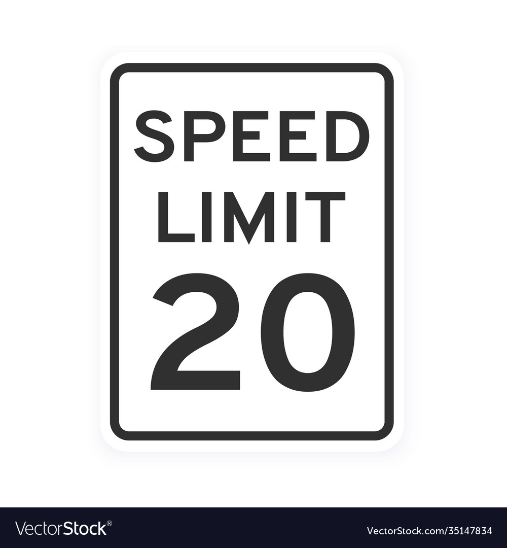 Speed limit 20 road traffic icon sign flat style