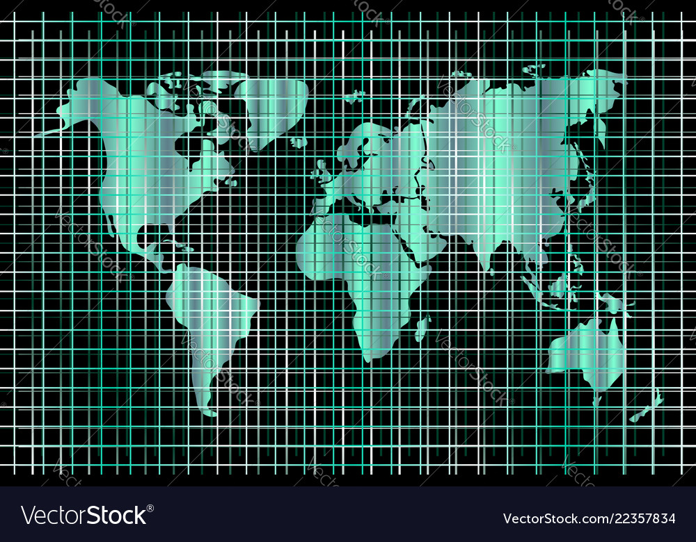 Technology background world map and lines vector image Technology background world map and lines