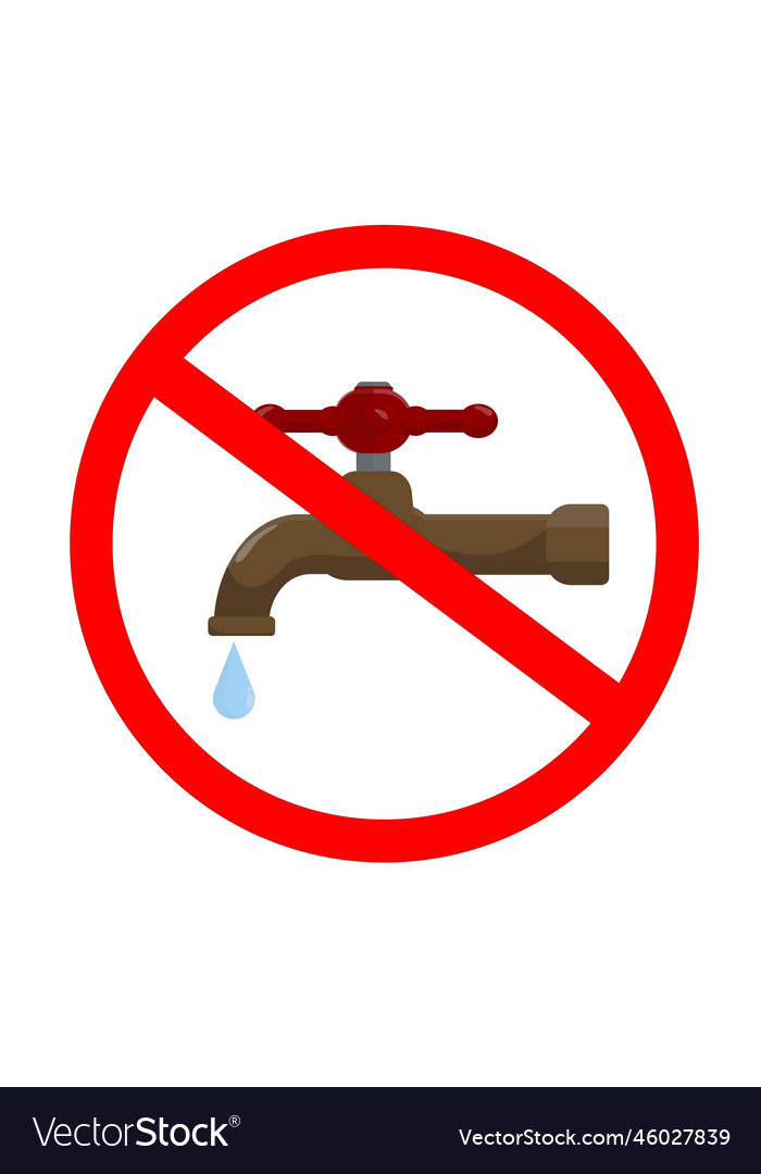 A symbol sign no water in red circle Royalty Free Vector