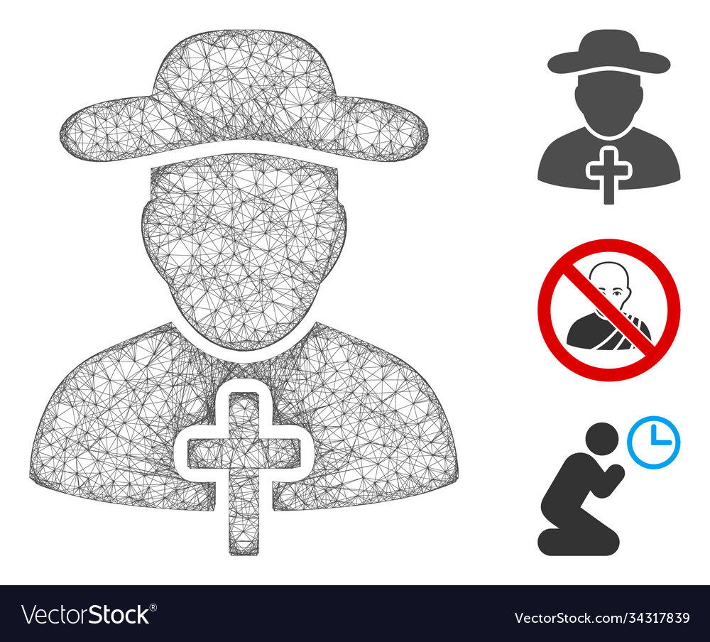 Christian priest polygonal web mesh vector image Christian priest polygonal web mesh