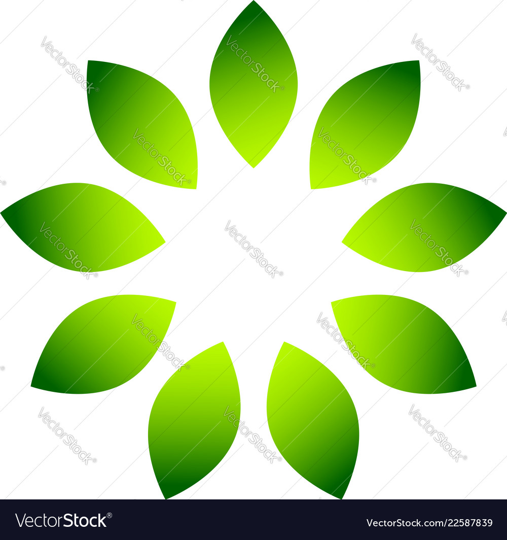 Circular leaf motif with bright gradient fill vector image Circular leaf motif with bright gradient fill