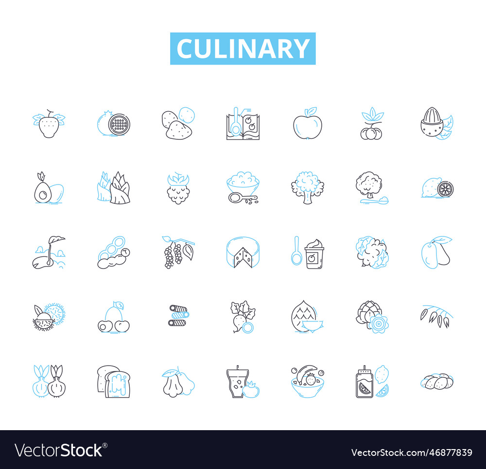 Culinary linear icons set gourmet spicy savory