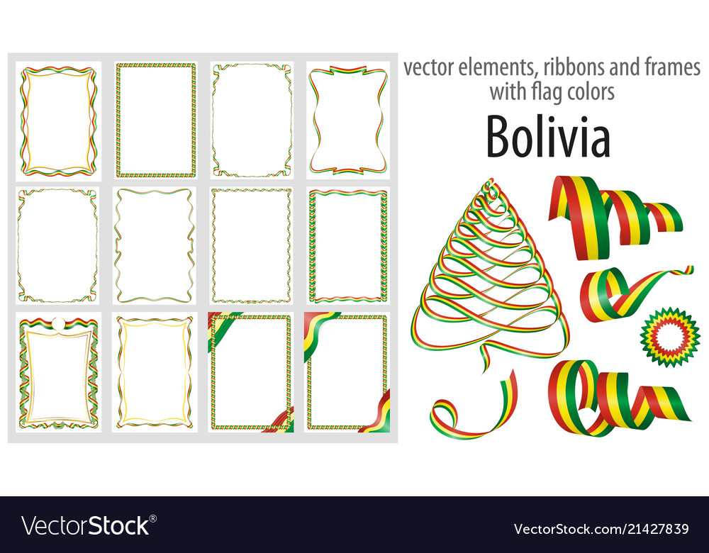 Elements ribbons and frames with flag colors vector image Elements ribbons and frames with flag colors