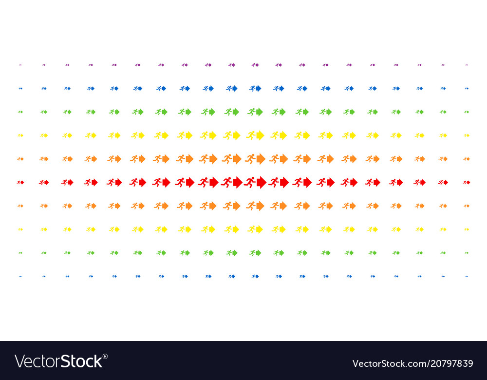 Exit direction spectrum halftone effect vector image Exit direction spectrum halftone effect