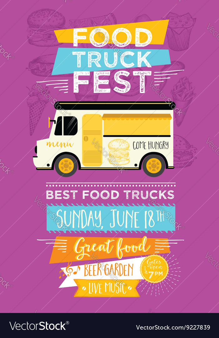Food Truck Party Invitation Menu Template Vector Image
